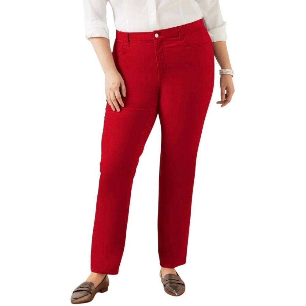 Talbots High Rise Straight Leg Red Velvet Jeans Pants Holiday Size 18W Petite